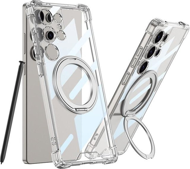 Transparente Schutzhülle mit 360 Grad Ständer für Samsung Galaxy S26 S25 S24 S23 S22 Ultra Plus FE A16 A36 A56 A17 A37 A57 aus Hartplastik - Bild 1