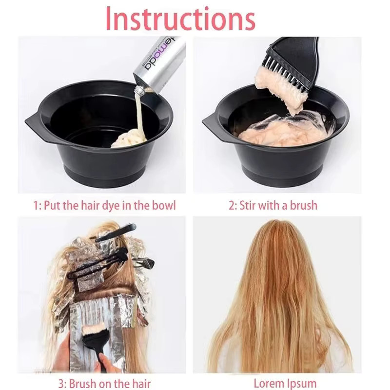 Professionelles Haarfärbeset, Farbmischschale mit Rührpinsel, 2/4/6-teilig - Bild 6
