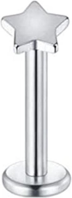 YULIN Piercing Stecker Edelstahl, Herz Stern, Silber, Damen, 1.2x10mm - Bild 1