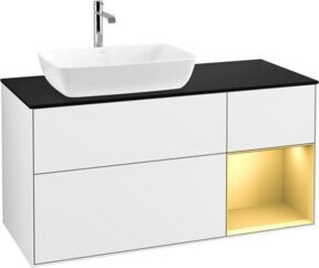 V&B Waschtischunterschrank Finion mit Wandbeleuchtung, Breite: 120 cm, Farbe: Weiß und Gold - Bild 1