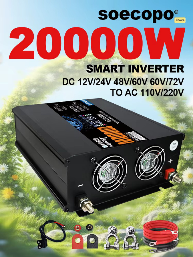 Soecopo Smart Inverter Solar Stromrichter 20000 W mit Dual Spannung Eingang DC 12 V/24 V/48 V/60 V/72 V zu AC 110/220 V für Haus und Camping - Bild 7