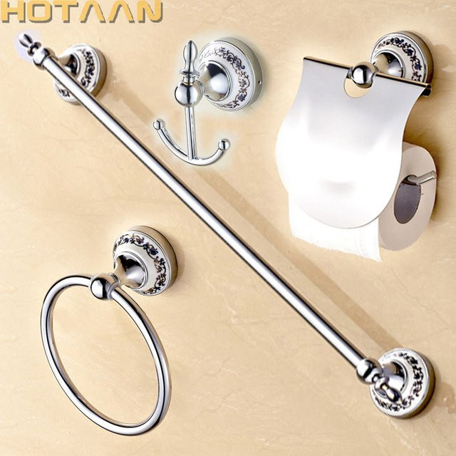HOTAAN Badezimmerzubehör-Set aus Edelstahl und Keramik in Silber - Bild 1
