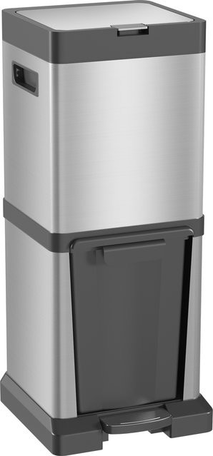 HOMCOM Mülleimer Set aus Edelstahl in Silber mit Soft-Close-Funktion und herausnehmbaren Inneneimern, B/T/H: 32,5 x 31,5 x 78 cm - Bild 1