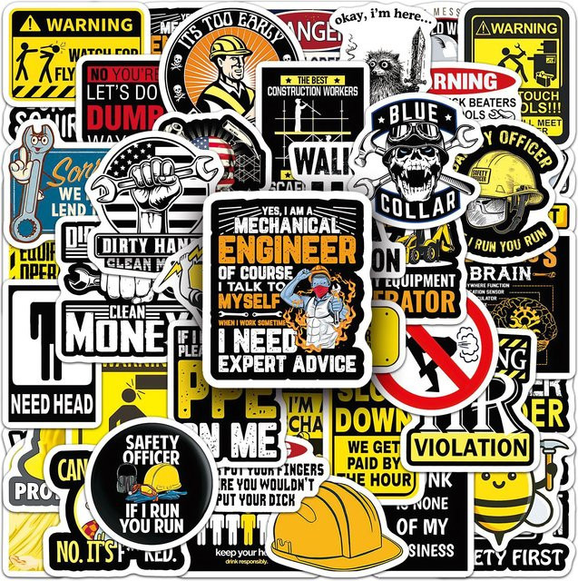 GOGOTU Sicherheitshelm-Slogan-Graffiti-Aufkleber, Cartoon-Aufkleber, 50-teiliges Set, multicolour - Bild 1