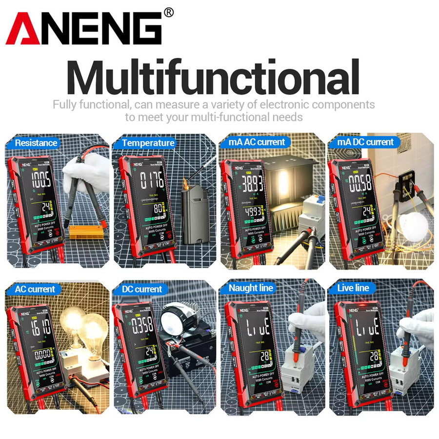 ANENG 622B Smart Professional Infrarot-Laser-Multimeter mit VA-Farbdisplay, NCV-Erkennung und AC/DC-Spannungsmessung in Rot - Bild 4