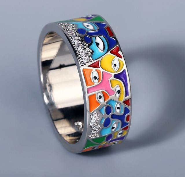 Wucifang Jewelry Ring, Emaille, Zirkonia, Damen - Bild 1