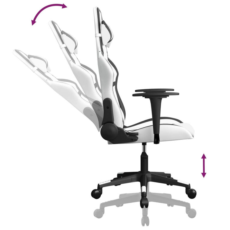 Vidaxl Gaming-Sessel aus Kunstleder in Weiß-Schwarz - Bild 3