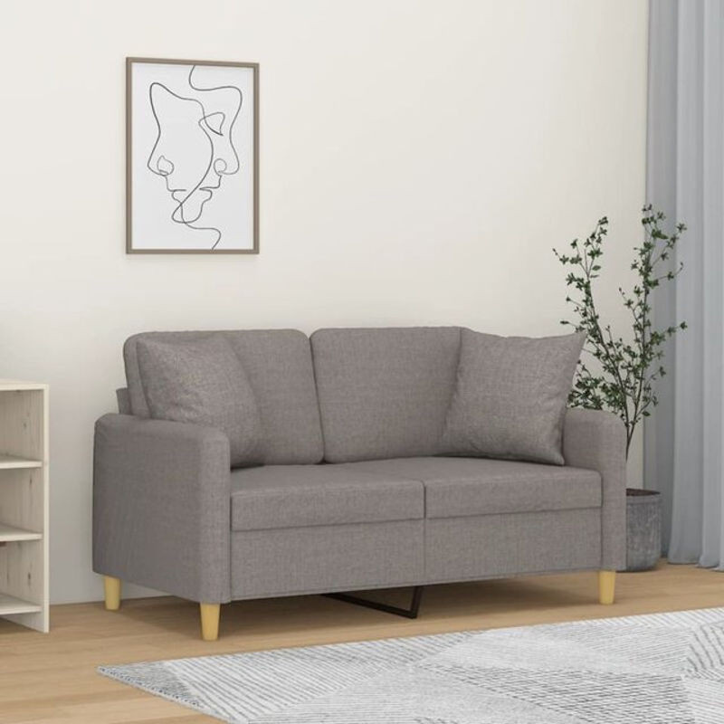 Vidaxl 2-Sitzer-Sofa mit Zierkissen in Taupe meliert aus Stoff, Breite: 120 cm - Bild 1