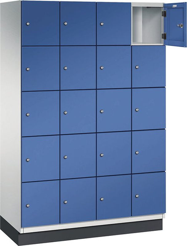 C+P Fächerschrank Cambio auf Sockel mit 20 Fächern, Farbe Enzianblau und Lichtgrau, H 195,0 x B 120,0 x T 52,5 cm - Bild 2