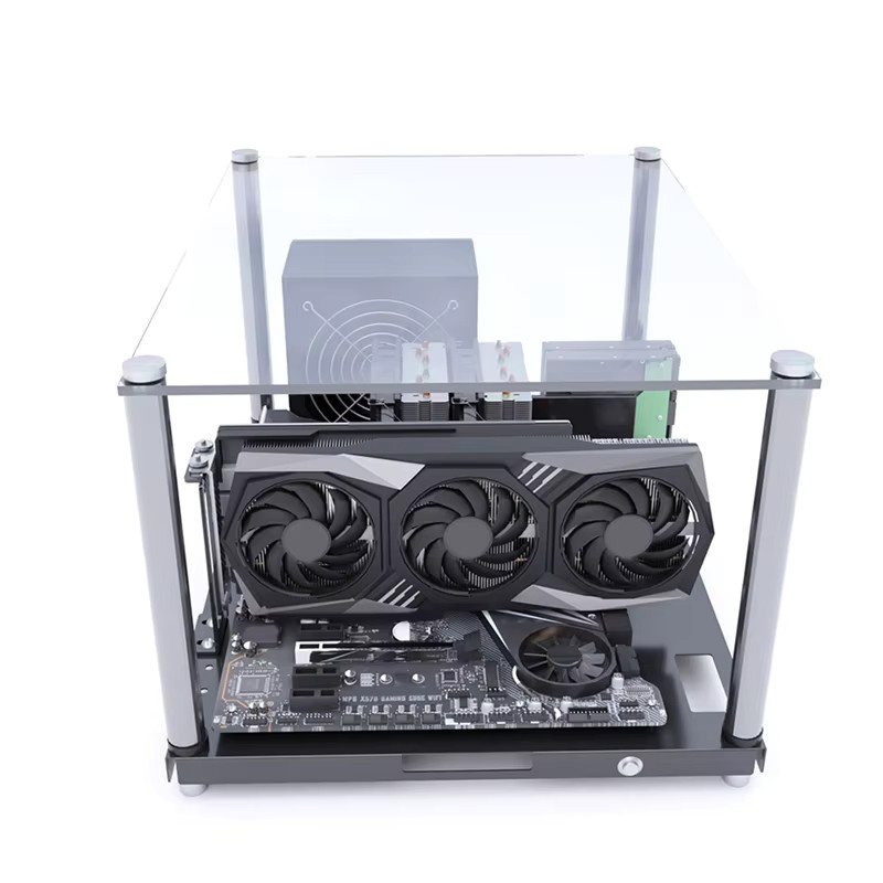 Open Frame Gaming Computer Gehäuse PC-Test Bench in Schwarz für ATX und MATX Motherboards - Bild 2