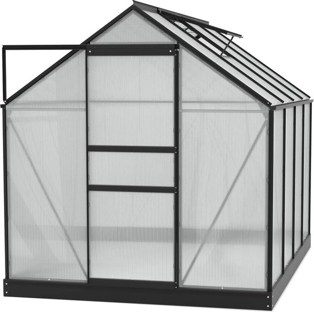 Vitavia Gewächshaus Planet 5000 Schwarz mit Fundamentrahmen, 5 m², Polycarbonat und Aluminium-Satteldach - Bild 5