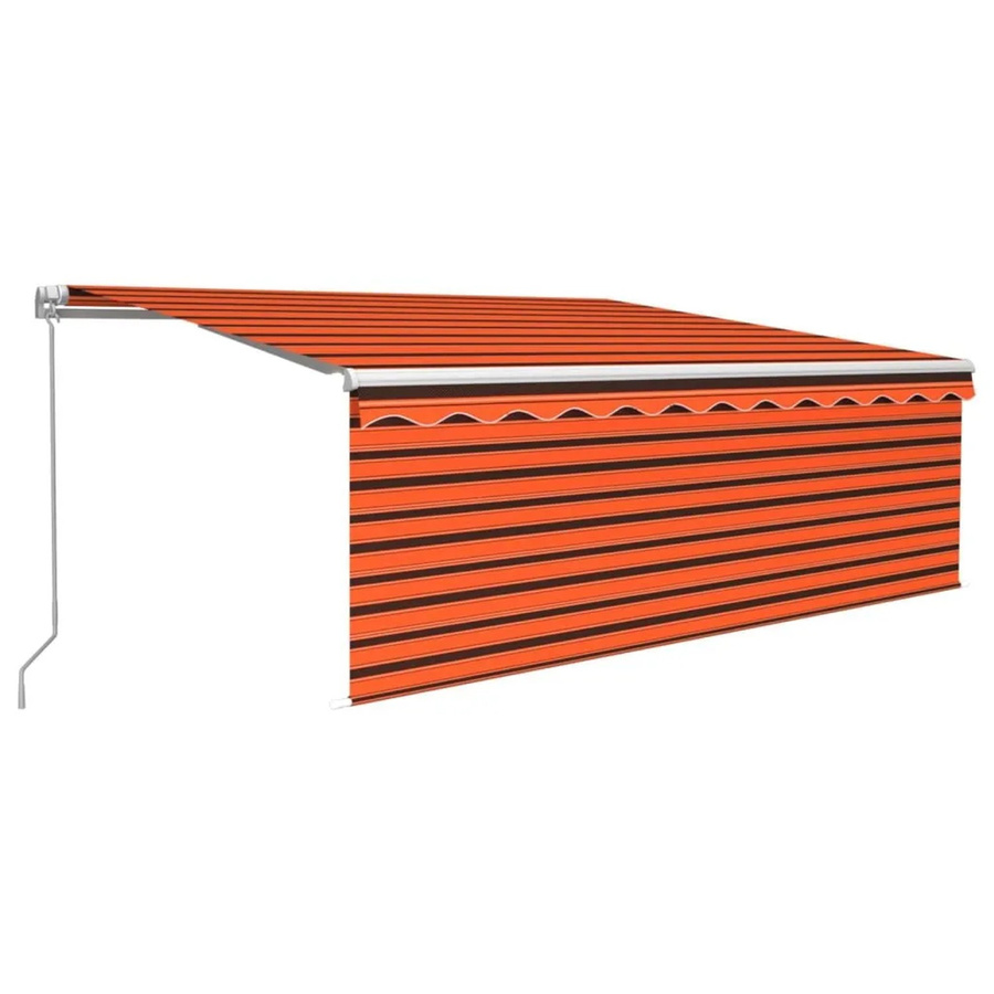 vidaXL Markise manuell einziehbar mit Rollo und LED in Orange Braun, B: 450 cm, H: 300 cm - Bild 2
