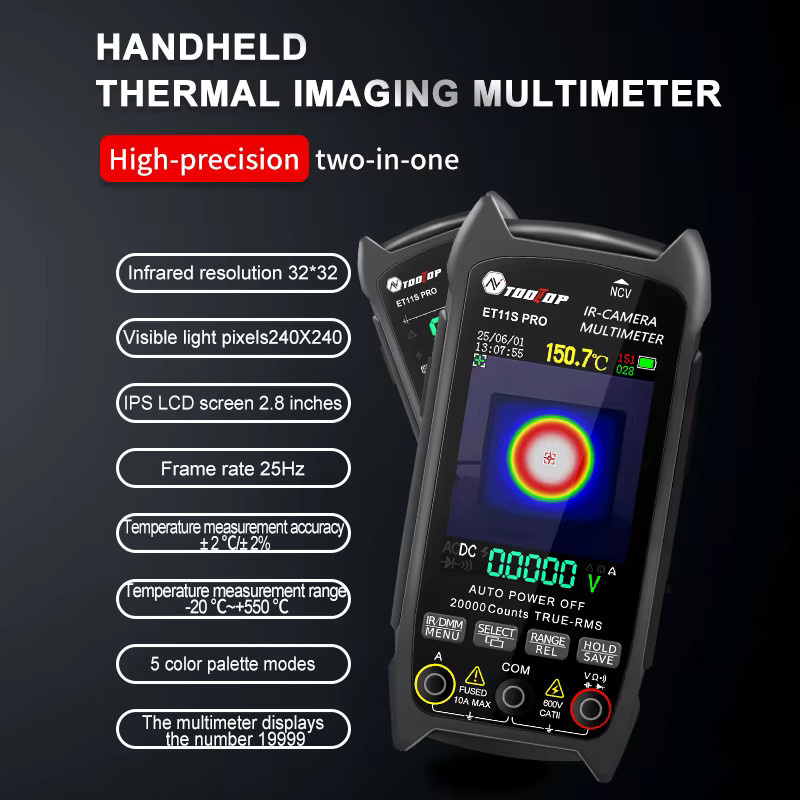 TOOLTOP ET11S PRO Wärmebildkamera und Multimeter mit 32 x 32 Auflösung und Temperaturverfolgung für Elektriker - Bild 2