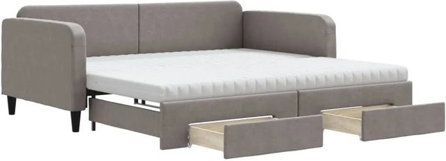 vidaXL Tagesbett ausziehbar mit Schubladen in Taupe, B/T/H: 223 x 100 x 75 cm - Bild 1