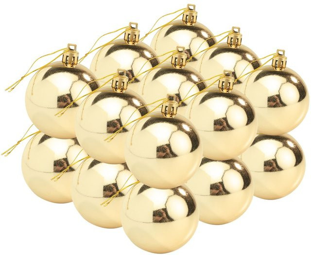 Othmar Decorations Weihnachtskugeln aus Kunststoff in Gold-Glänzend, 18 Stück - Bild 1