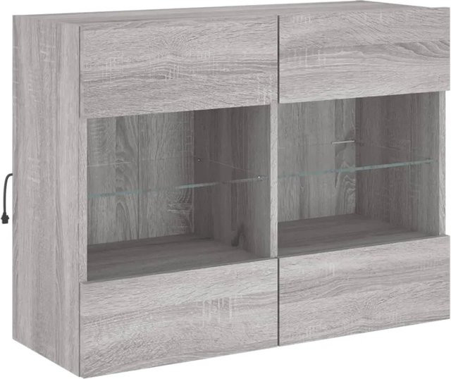 vidaXL TV-Wandschrank modern in Grau Sonoma mit LED-Leuchten und Regalfächern, B/T/H: 78,5 x 30 x 60,5 cm - Bild 1