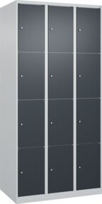 C+P Schließfachschrank Classic PLUS mit 3 Abteilen in Anthrazitgrau und Grau, H x B x T: 185 x 90 x 50 cm - Bild 1