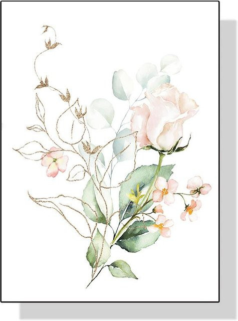 DIMENGQI Leinwand Poster mit grüner Pflanze und Blumen für deine Wanddekoration, B: 40 cm, H: 60 cm - Bild 1