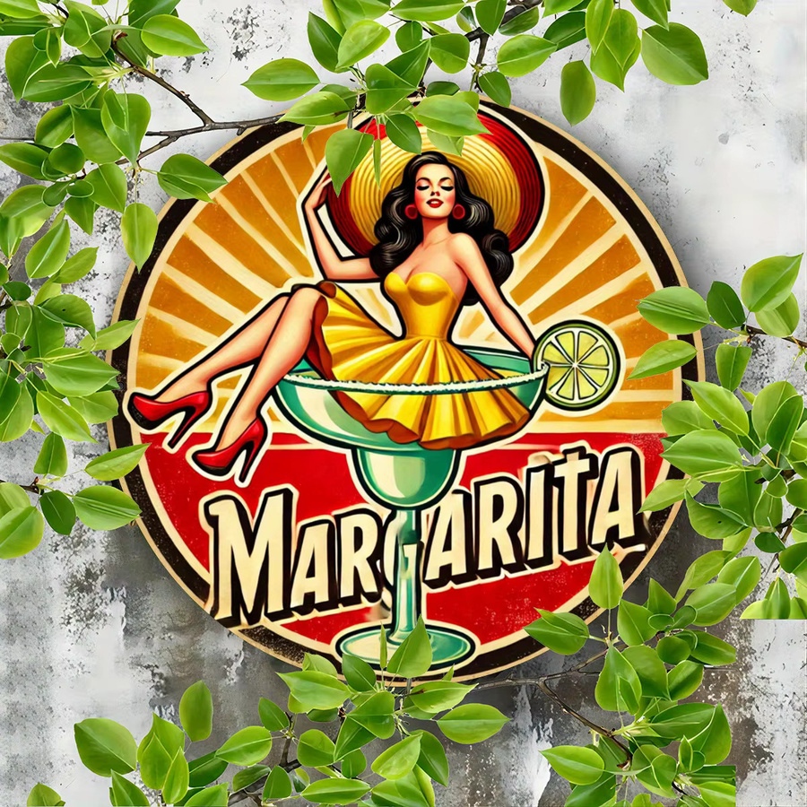 Retro Margarita Cocktail Aluminium Blechschild von Potdemiel als Vintage Wanddekoration in Multicolor und Schwarz - Bild 4