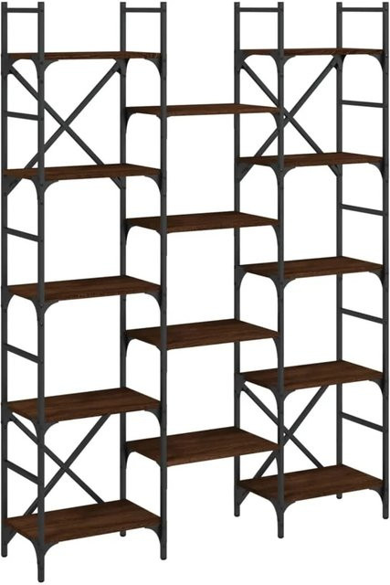 vidaXL Bücherregal in Braun Eichen-Optik aus Holzwerkstoff und Metall, B/T/H: 127,5 x 28,5 x 172,5 cm - Bild 1