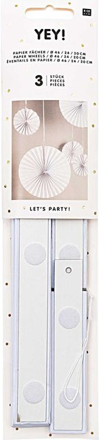 Rico Design Papierfächer in Weiß, 3 Stück für Party und Dekoration - Bild 1