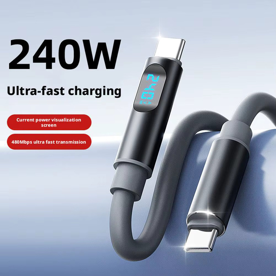Intelligentes Typ-C Schnelllade-Datenkabel mit 240W Leistung und dynamischer digitaler Anzeige für iPhone 17 16 15 und USB-C Geräte - Bild 2