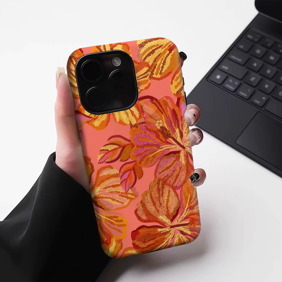 Robuste magnetische Hibiskus Handyhülle mit Sonnenuntergang-Design für iPhone 17 16 15 14 13 Pro Max Plus von Potdemiel in Multicolour - Bild 4