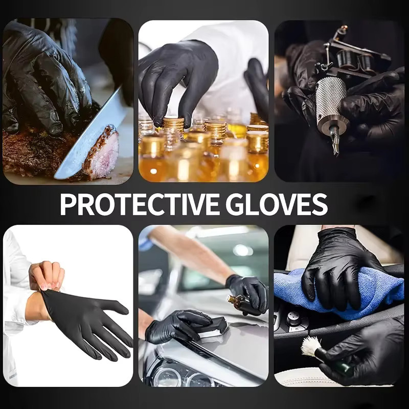 INMAICH Einweg Nitril-Handschuhe Schwarz, latexfrei und strukturiert, 4 Mil Stärke, 20–100 Stück - Bild 5