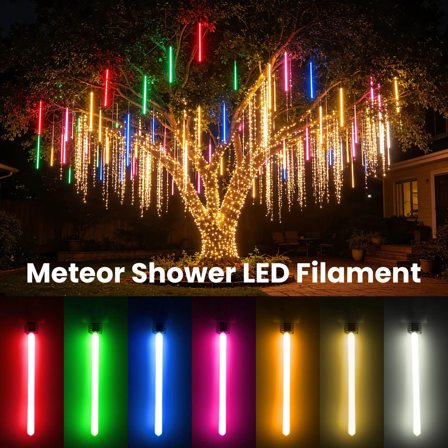 GAHADA RGB LED Filament Licht Meteorschauer Fließendes Wasser Lampe mit USB-Schalter und Schnalle, Multicolour - Bild 4