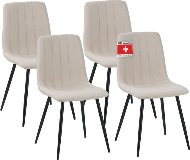 Albatros Esszimmerstühle GARDA 4er Set Beige mit Metall-Gestell und Strukturstoff-Bezug - Bild 1