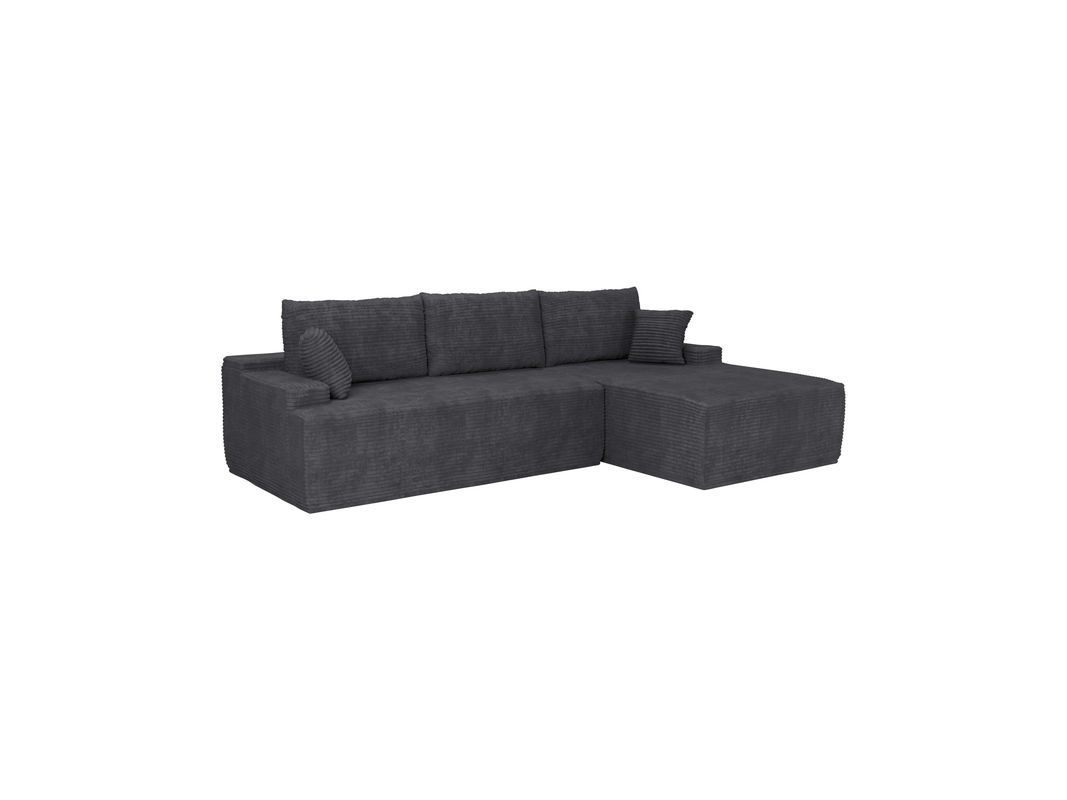 Juskys Ecksofa Coredo L-Form mit Ottomane rechts, 3 Sitzer Couch aus Cord in Dunkelgrau - Bild 3