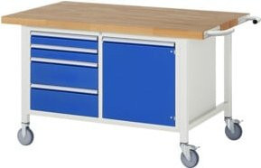 Rau Fahrbare Werkbank 8470 in Grau/Mehrfarbig mit 4 Schubladen und 1 Tür, B/T/H: 150 x 90 x 88 cm - Bild 1