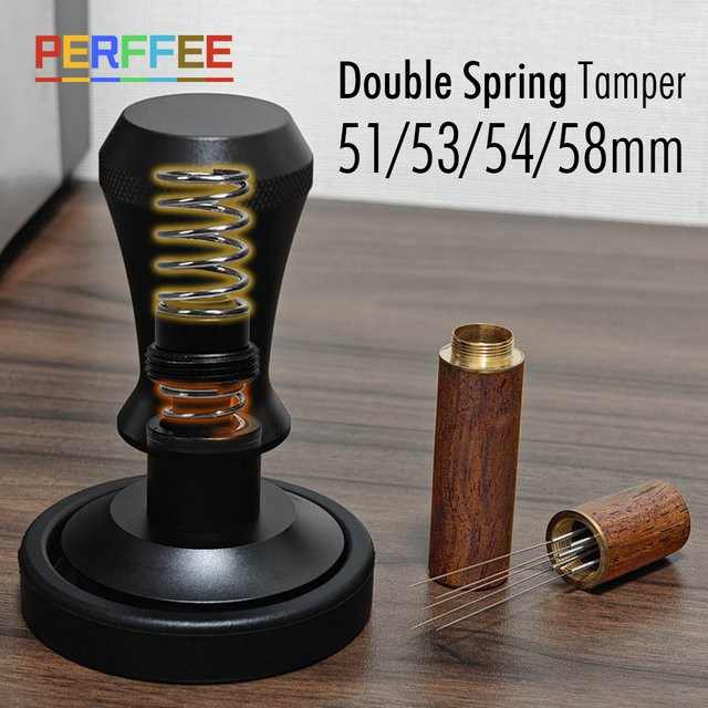 PERFFEE Kaffeestampfer Set mit WDT-Werkzeug und Tampermatte in Schwarz, Espresso-Zubehör für 51 mm, 53 mm, 54 mm und 58 mm - Bild 1
