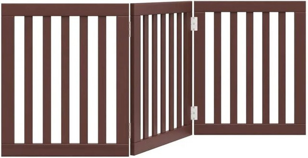 vidaXL Hundetor faltbar aus Pappelholz, 3-teilig, Braun, Breite: 150 cm