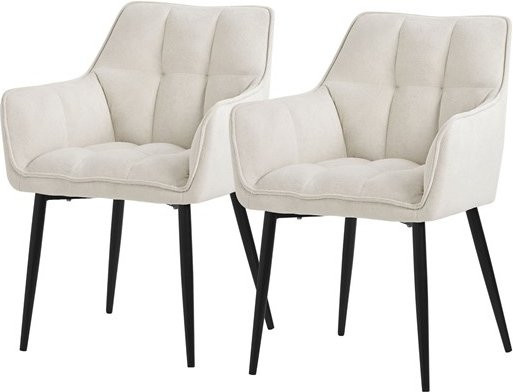 ML-Design Esszimmerstuhl 2er Set aus Frotteestoff in Creme mit Metallgestell