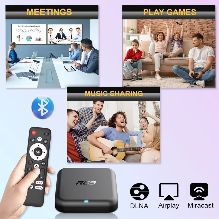MORTAL Android 14 TV-Box R69-2 Smart Set-Top-Box mit 4K UHD HDR, Dual WLAN 2,4G/5G, BT5.0, 2GB RAM, 16GB ROM, Schwarz - Bild 3
