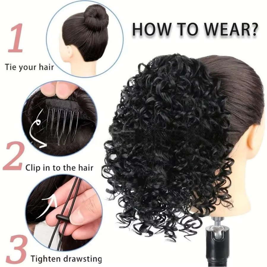 Inspiration Fashion Afro-Pferdeschwänze, Synthetisch, Lockig, mit Kordelzug - Bild 4