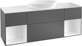 V&B Waschtischunterschrank Finion mit Wandbeleuchtung, Farbe Grau lackiert, Breite: 160 cm, Tiefe: 50,1 cm, Höhe: 50,1 cm - Bild 1