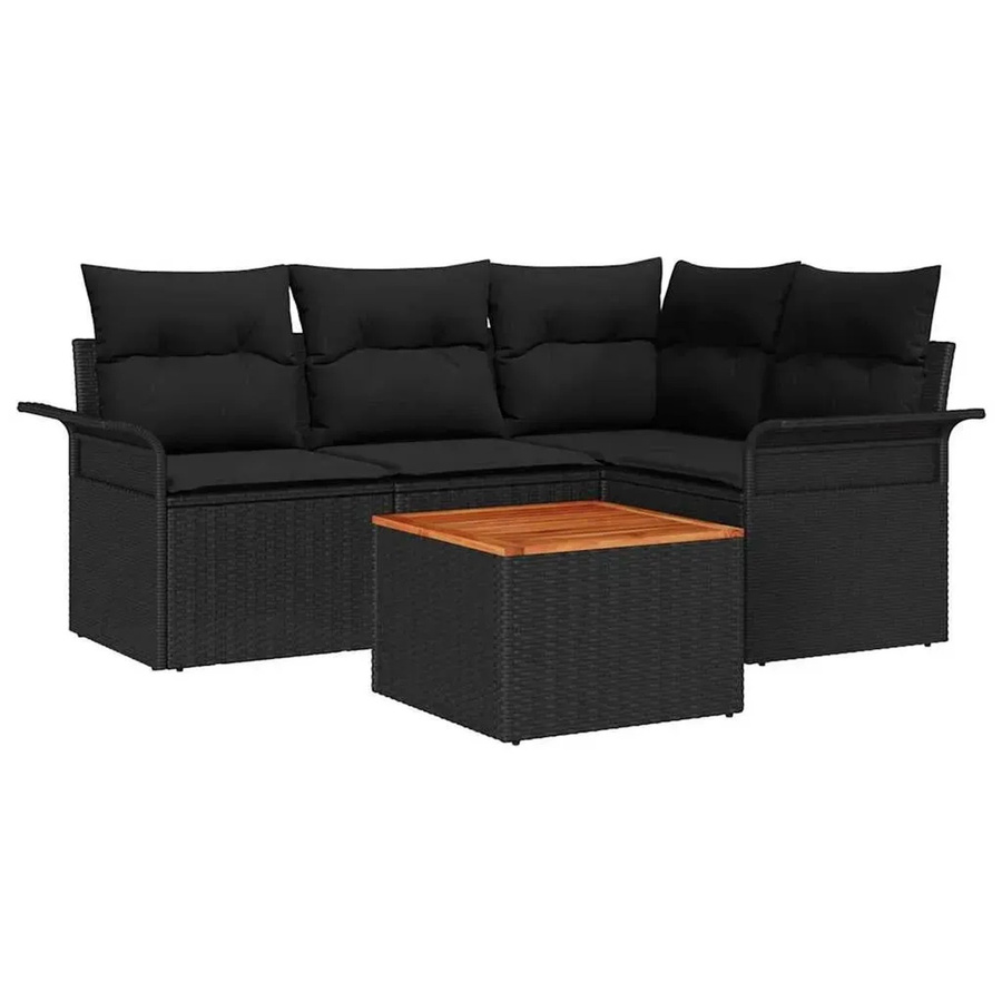 vidaXL Garten-Sofa-Set 5-teilig aus Poly Rattan in Schwarz - Bild 2