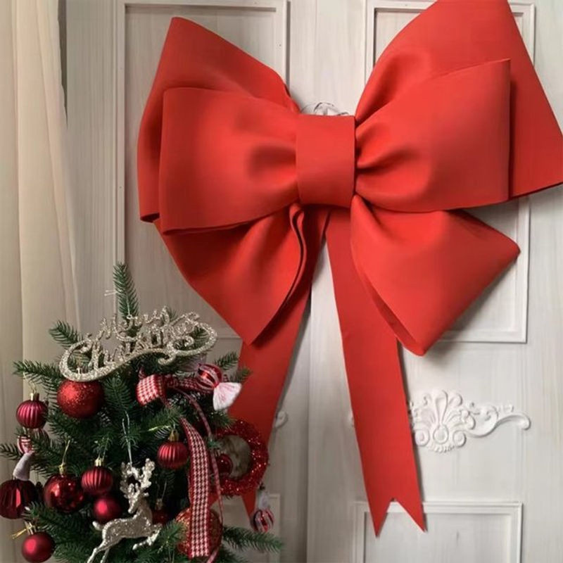 Handgemachtes Weihnachts-Bogen-Knoten-Kit in Rot aus Textil für DIY-Dekorationen und Party-Hintergründe - Bild 1
