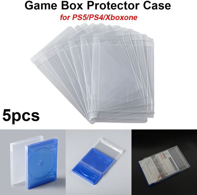 5er Set transparente Schutzhüllen aus PET für PS5, PS4 und Xbox One Spiele und Discs - Bild 1