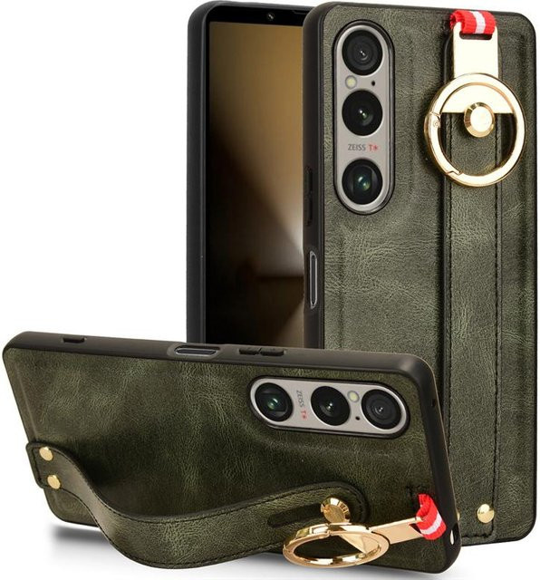 Sony Lederetui mit Armband und Standfunktion für Xperia 1, Xperia 10 VI, Xperia 10 V, Xperia 10 IV und Xperia 10 III in Grün - Bild 1