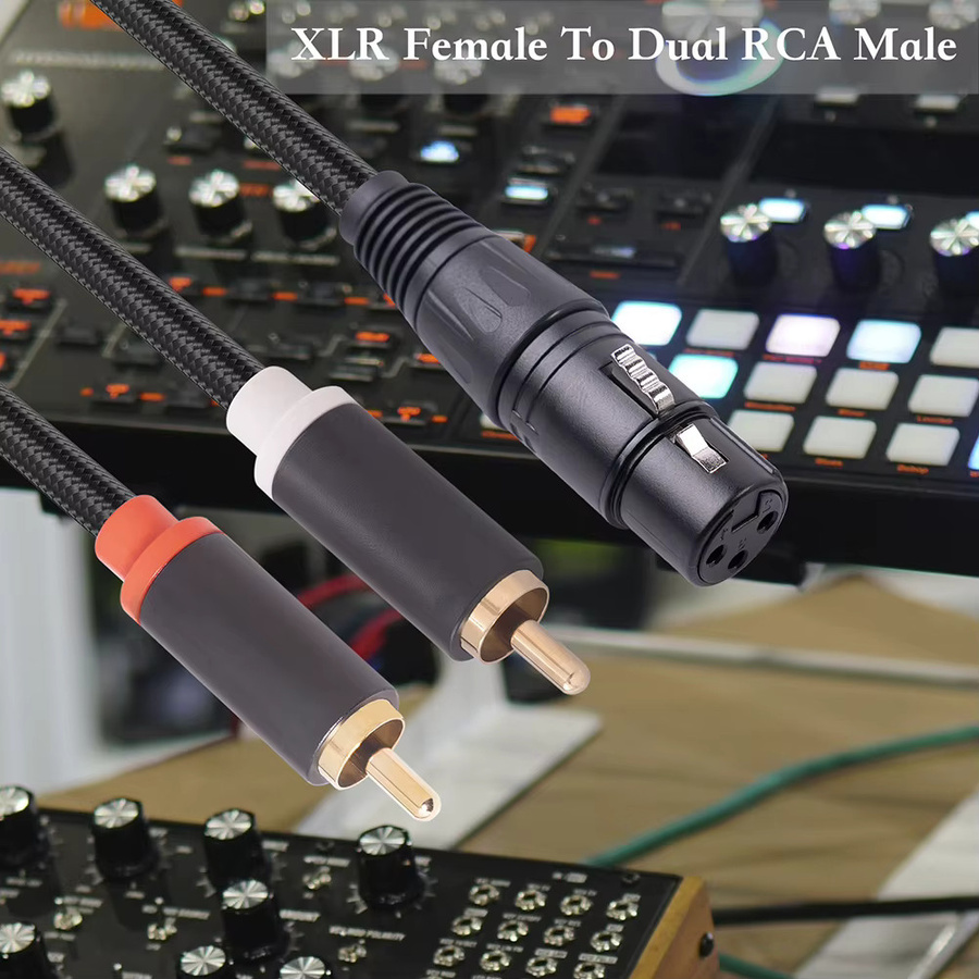 ALLOYSEED Stereo-Audiokabel XLR-Buchse auf Dual-RCA-Stecker in Schwarz zur Anti-Interferenz für Mischpult, Leistungsverstärker und Mikrofon - Bild 5
