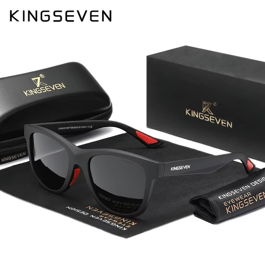 KINGSEVEN Sonnenbrille, Vollrand, Square, Kunststoff, Schwarz, Unisex - Bild 2
