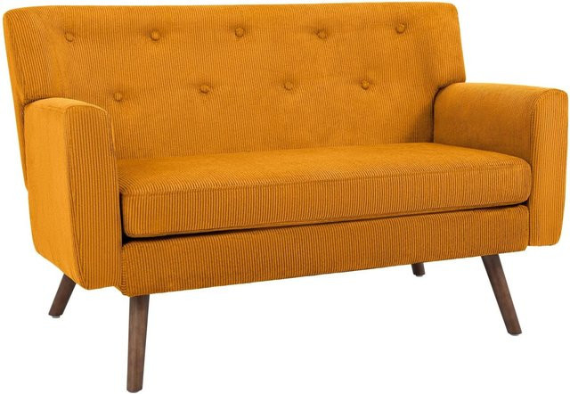 DELUKE Sofa ARNE 2-Sitzer aus Cord in Orange mit Holzgestell, B/T/H: 120 x 74 x 81 cm - Bild 1