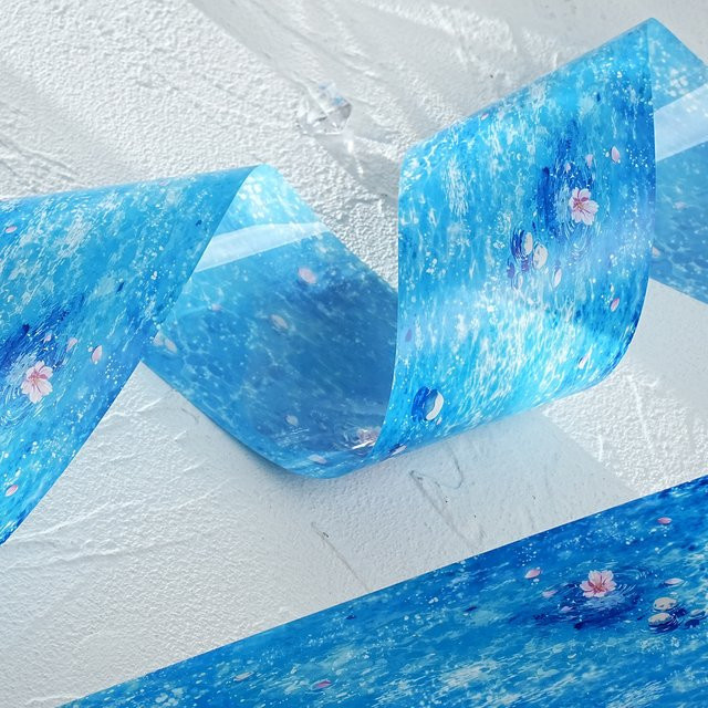 Yingying Washi Tape Water Room Serie Blau mit Wasseroberflächen-Landschaftsmotiv für Scrapbooking und Tagebuchgestaltung, Breite: 7,8 cm, Länge: 2 m - Bild 1