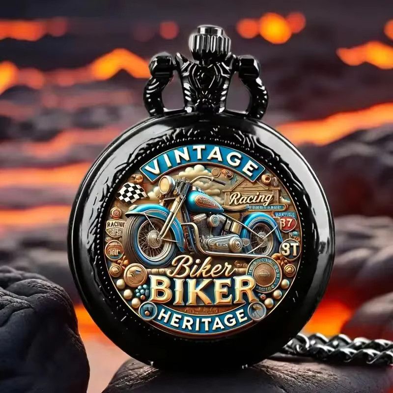 RUNERR Motorrad Quarz Taschenuhr im Vintage-Design als Blindbox - Bild 2