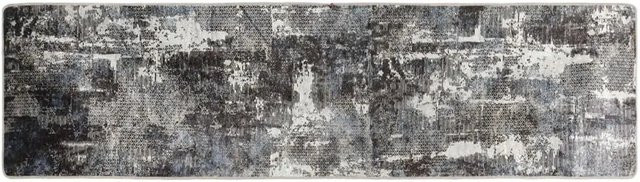 vidaXL Teppich Modern Abstract Mehrfarbig Grau, Waschbar und Rutschfest, B: 80 cm, L: 300 cm - Bild 1