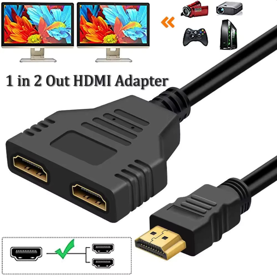 Maerknon HDMI Splitter 1 In 2 Out Full HD 1080P mit Audio Interface in Schwarz - Bild 2