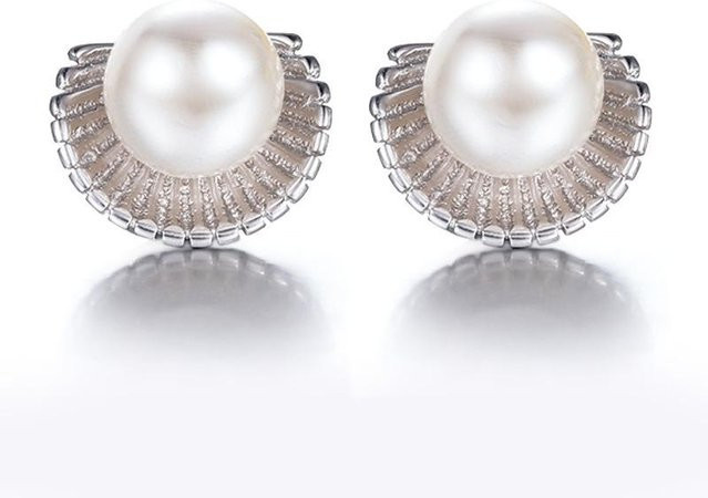 Lucky Star Jewelry Ohrstecker, Jakobsmuschel, Perle, Kupfer, Damen - Bild 1